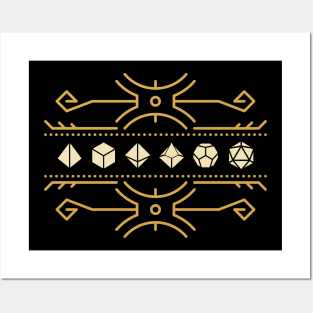 Vintage Minimalist Lines Gold Polyhedral Dice Set Posters and Art